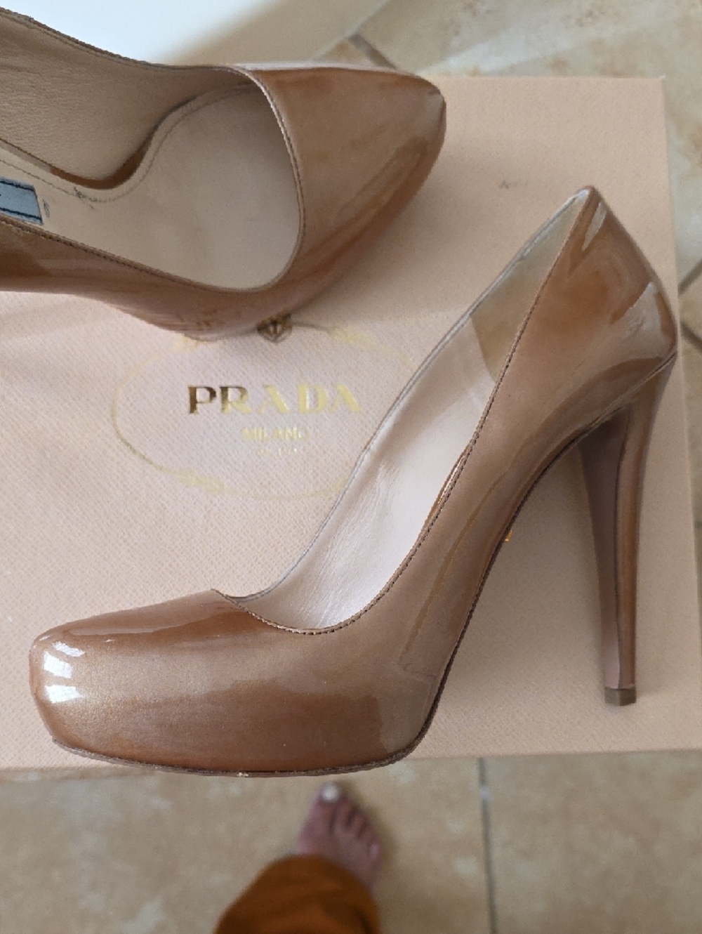 Prada Nude Patent Leather High-Heel Pumps - Picture 3 of 5